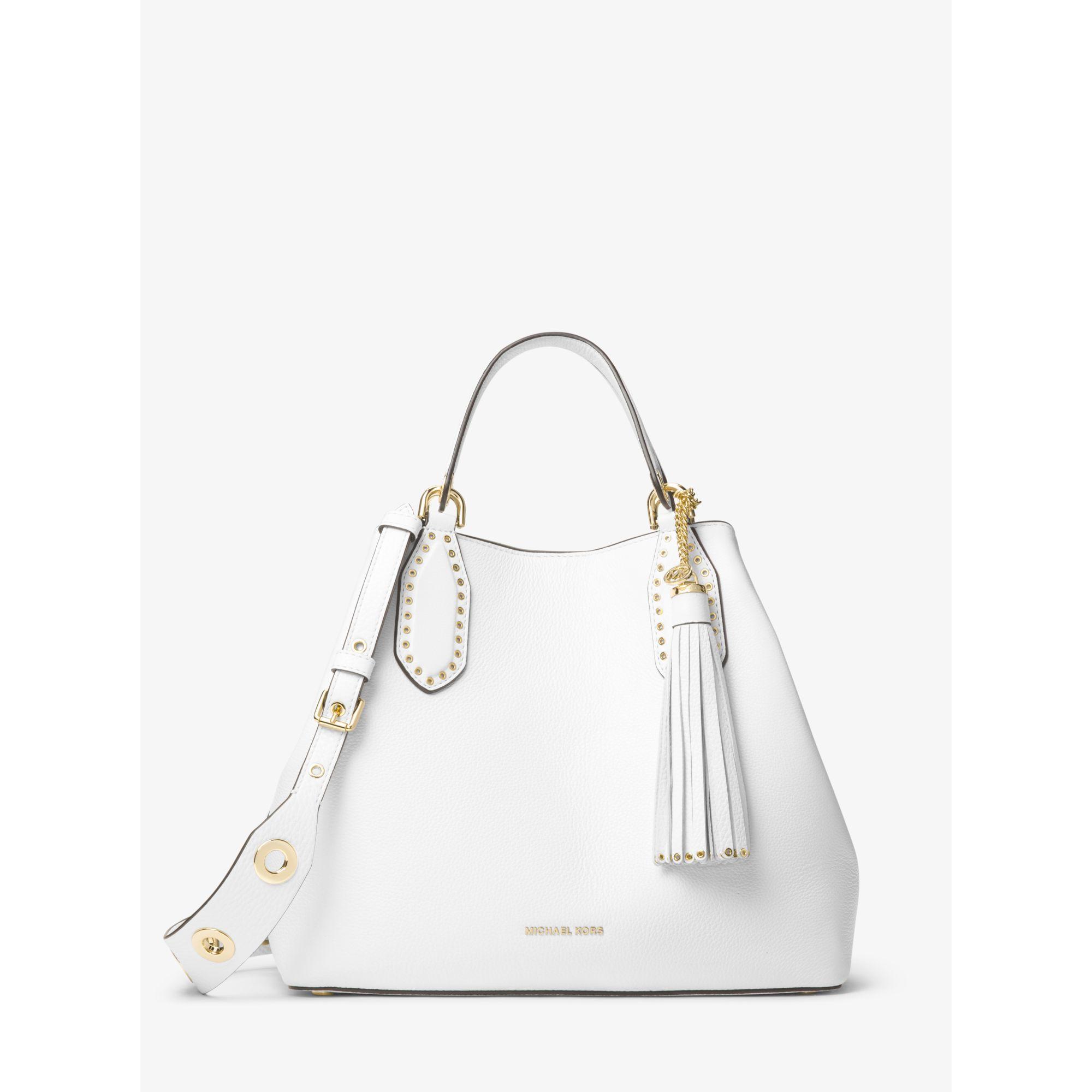 Michael kors Brooklyn Large Leather Shoulder Bag in White Lyst